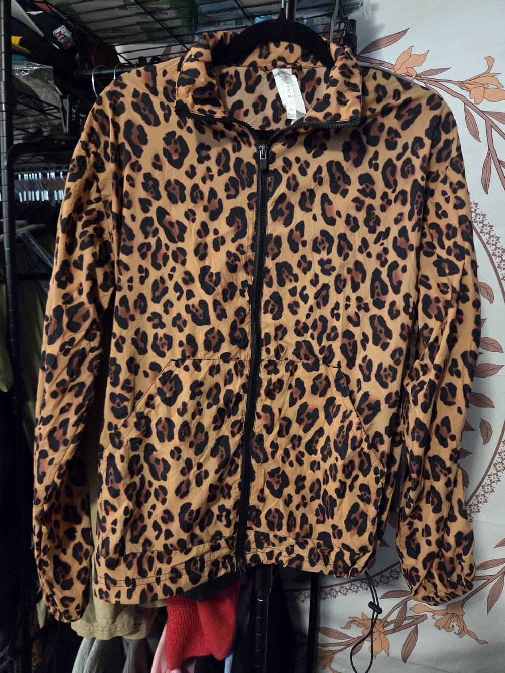 Fabletics Leopard Print Zip-Up Bomber Jacket - Tan and Black